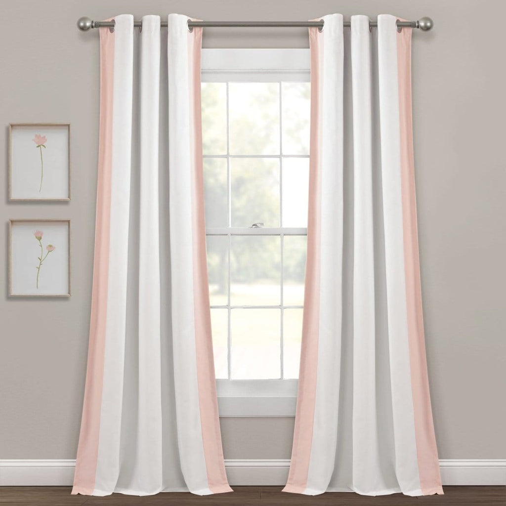 Block Border 100% Lined Grommet Blackout Window Curtain Panel | Lush ...
