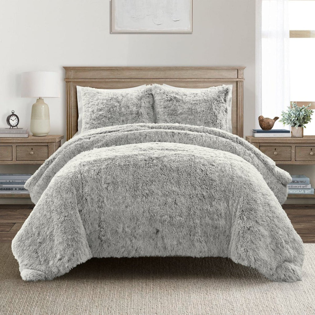 Emma Cozy Ultra Soft Two Tone Faux Fur Comforter Set Lush Decor www