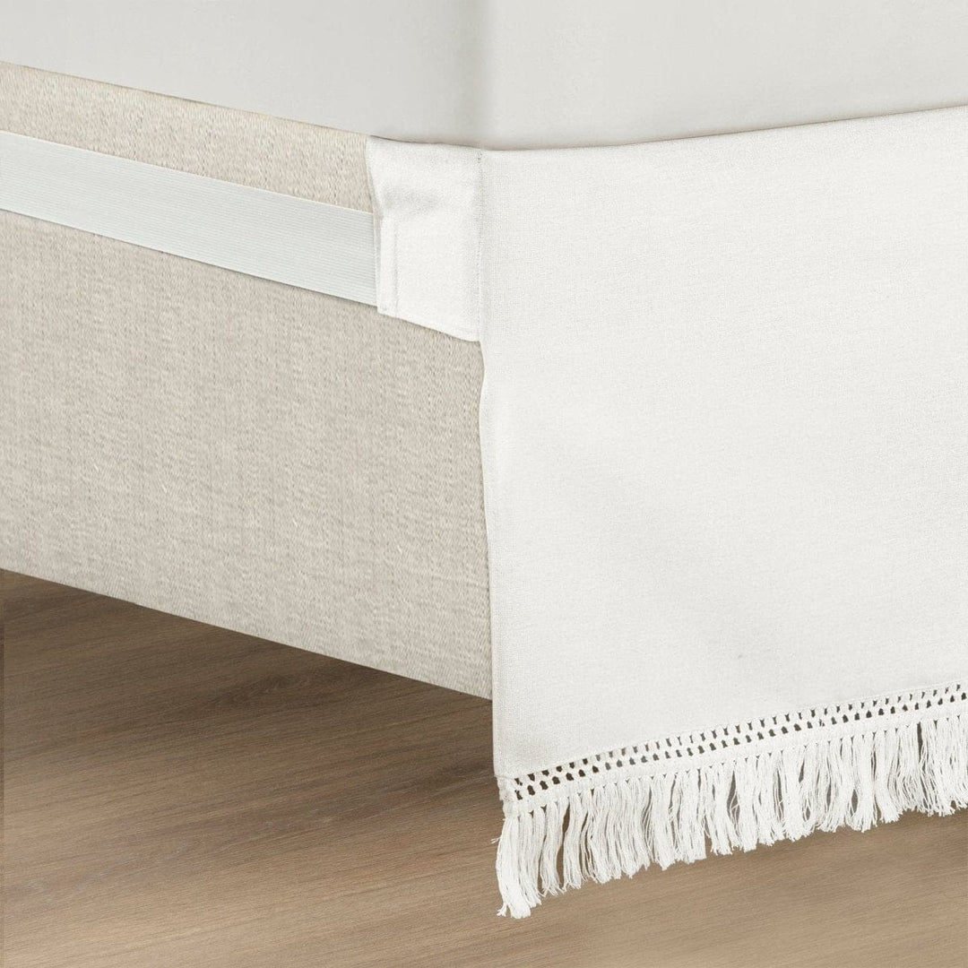 Boho Fringe 15-Inch Tailored Drop Easy Fit Bed Skirt Lush Decor