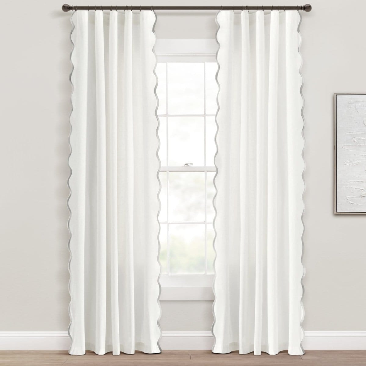 Scallop Panel Coastal Chic Scalloped Edge Faux Linen Window Curtain Panel Set | Lush ...