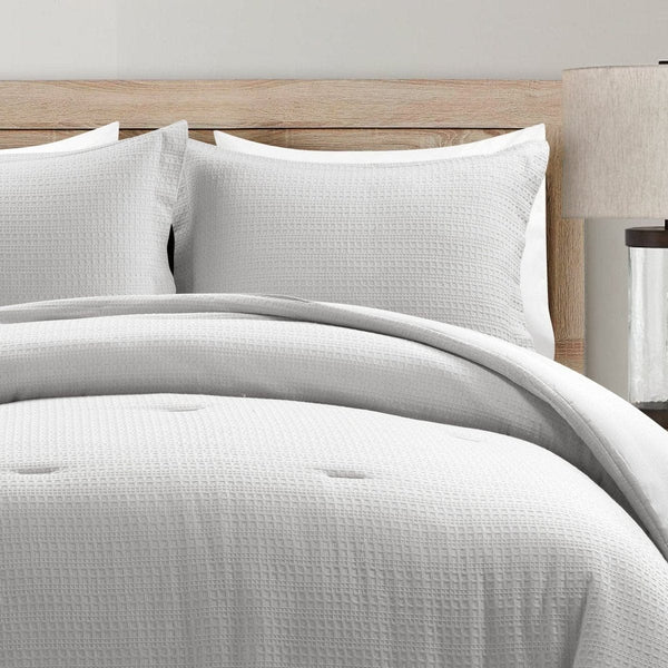 Haniya Solid Waffle Woven Cotton Textured Comforter 3 Piece Set | Lush ...