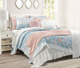 Bedding Bundle: Flower Stripe Quilt Set + Solid Kantha Coverlet Set + Reyna Knit Blanket