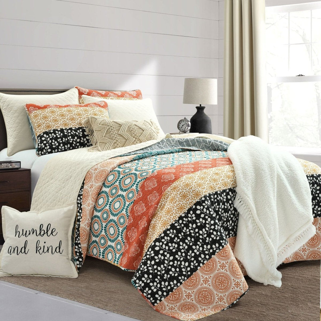 Lush Decor Set copripiumino reversibile in cotone a righe bohémien, colore turchese/arancione, set da 3 pezzi, per letto matrimoniale/queen size Lush Decor Set copripiumino reversibile in cotone a righe bohémien, colore turchese/arancione, set da 3 pezzi, per letto matrimoniale/queen size