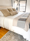The Brianna Bundle: Reyna Comforter + Belgian Flax Linen Quilt + Herringbone Stripe Blanket