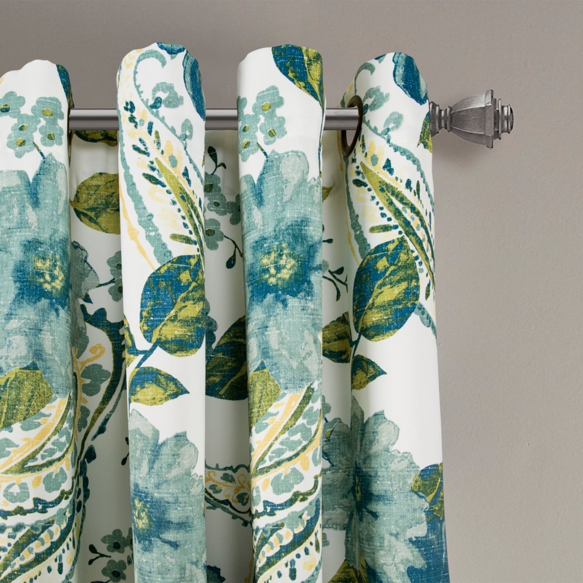 Cortinas florales de lino para dormitorio, 102 pulgadas de largo, co