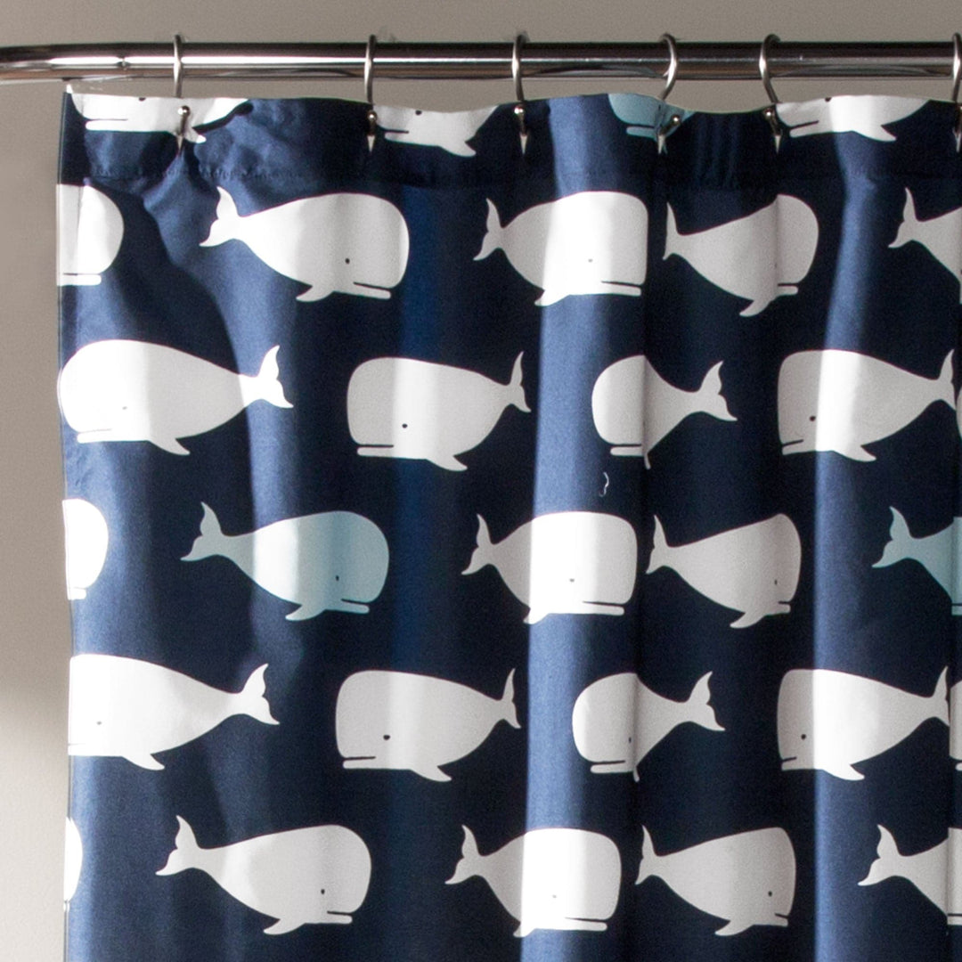 Lush Decor Whale Shower Curtain, White/Navy