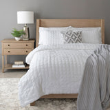 The Victoria Bundle: Crinkle Textured Dobby Comforter Set + Cable Soft Knitted Blanket