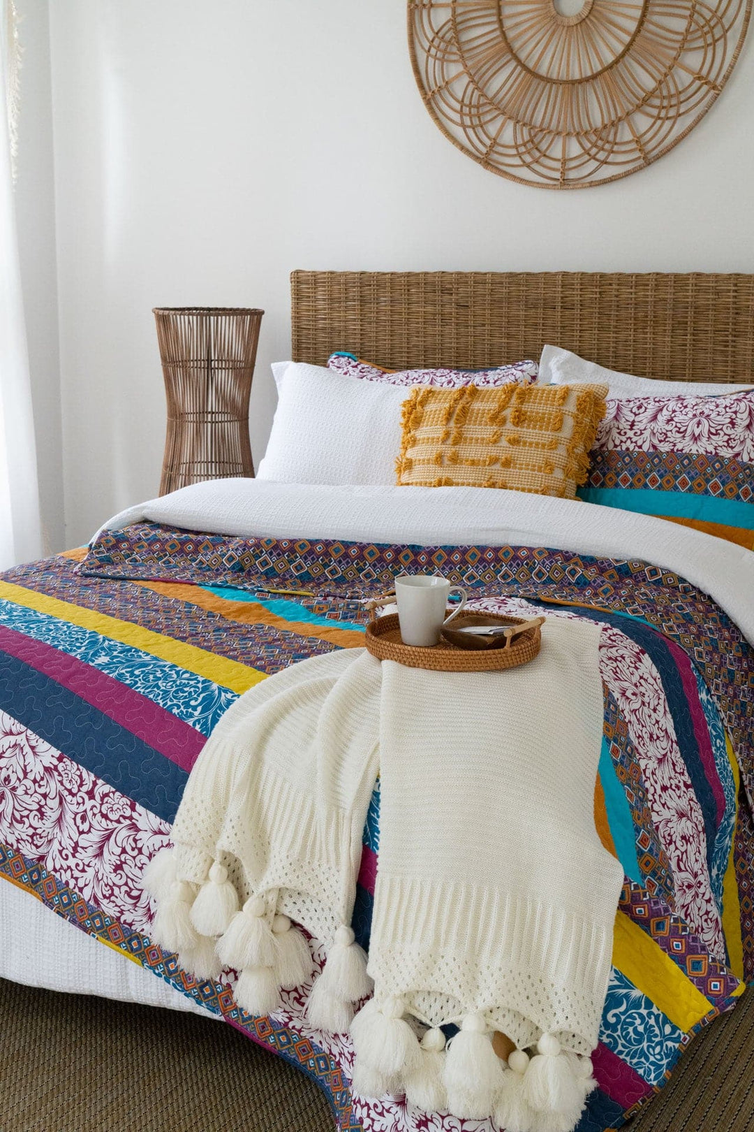 3pc Full/Queen Bohemian Stripe Cotton Duvet Cover Set Turquoise/Orange - Lush Décor: Reversible, 450 Thread Count, 100% Cotton 3pc Full/Queen Bohemian Stripe Cotton Duvet Cover Set Turquoise/Orange - Lush Décor: Reversible, 450 Thread Count, 100% Cotton