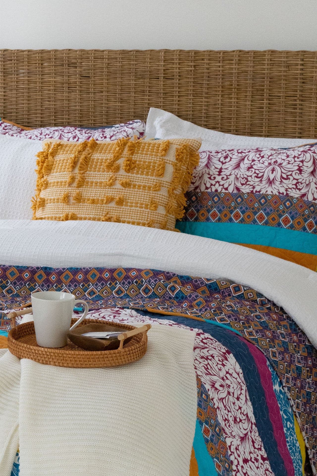 Bedding Bundle: Haniya Comforter Set + Boho Stripe Quilt Set