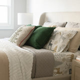 Bedding Bundle: Wonderland Flannel Sheets + Ava Diamond Quilt + Sherpa Jacquard Geo Blanket