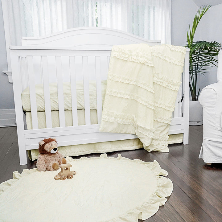Baby Bundle: Belle Crib Bedding Set + Round Ruffle Play Mat