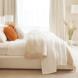 Bedding Bundle: Belgian Flax Linen Duvet Cover + Sherpa Jacquard Blanket
