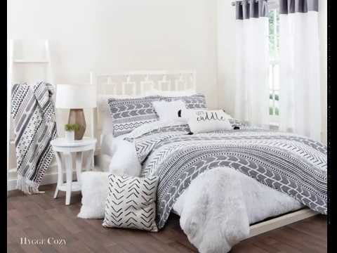 Bedding Bundle: Hygge Geo Quilt Set + Emma Faux Fur Comforter - Full/Queen