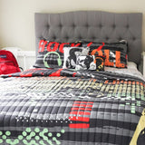 Bedding Bundle: Rock N Roll Quilt Set + Soft Stripe Coverlet Set
